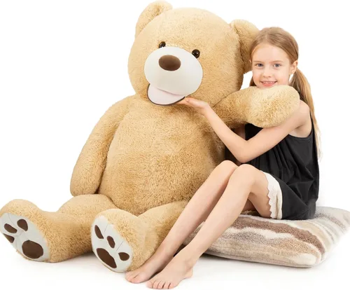Miniatura 14 de MorisMos Oso de peluche gigante, animales de peluche grandes de 39 pulgadas con huellas grandes, osos de peluche, regalo para niños, morado