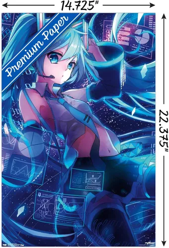 Miniatura 3 de Trends International Hatsune Miku - Póster de pared con pantallas, 14.725 x 22.375 pulgadas, paquete de póster y montaje prémium Paquete de póster