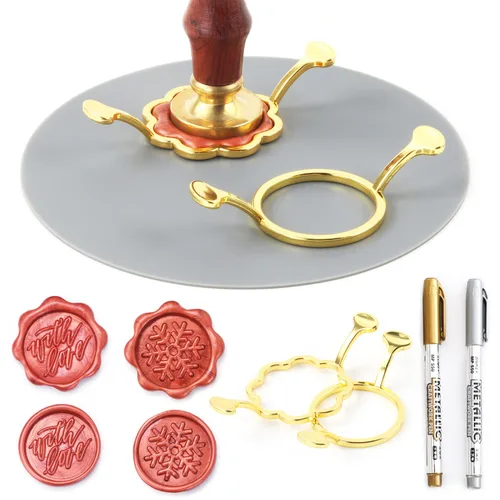 Miniatura 10 de Juego de sellos de cera, 40 varillas de cera de sellado de bronce con pistola de pegamento, moldes de sellado de cera, alfombrilla de silicona
