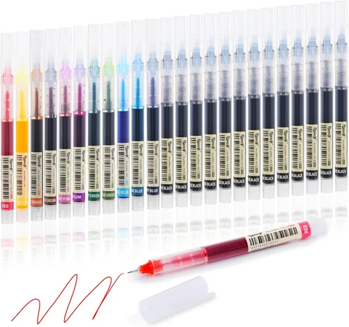 Miniatura 17 de Bolígrafos de Gel de Punta Fina Negra 12Pcs 0.5mm Bolígrafos de Gel de Bola de Tinta Líquida Negra Sin Manchas Sin Correr, Bolígrafo de Escritura