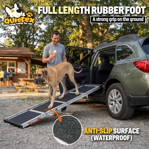 Miniatura 4 de Rampa para perros extra larga de 71 pulgadas para automóvil con cabeza ajustable, rampa plegable para mascotas para perros grandes con superficie