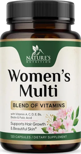 Multivitamínico para mujer – Completo multivitamínico con vitaminas A, C, D, E, B6, B12, zinc, calcio y magnesio, suplemento multimineral diario