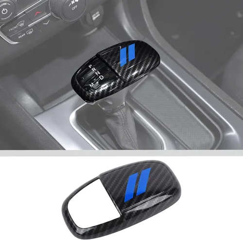 JWWY Pomos de palanca de cambios para Dodge Challenger Charger 2015-2025+ Durango 2018-2023, accesorios interiores, fibra de carbono azul