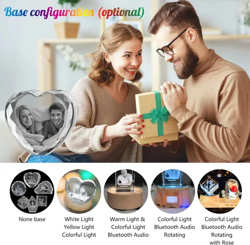 Miniatura 6 de Rombo personalizado con foto de cristal – Grabado 2D/3D opcional, regalos de cristal personalizados con tu propia foto, día de San Valentín