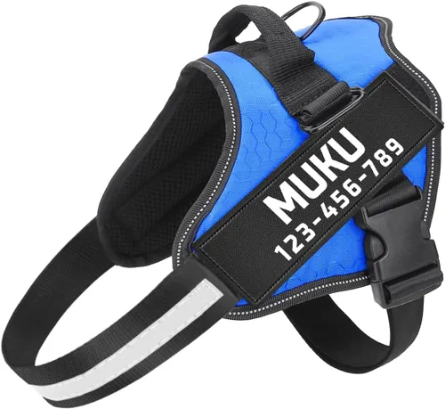 Miniatura 11 de MUMUPET - Arnés para perro de servicio con seguridad reflectante 3M, fácil de ajustar y diseño sin tirones - Mango de nailon transpirable para Rosa