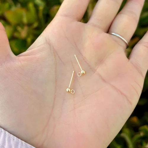 Miniatura 2 de 4 piezas Adabele Real 1/20 de 14 quilates relleno de bola de 0.118 pulgadas (0.118 in), anillo abierto, 4 piezas de aretes que no se deslustran