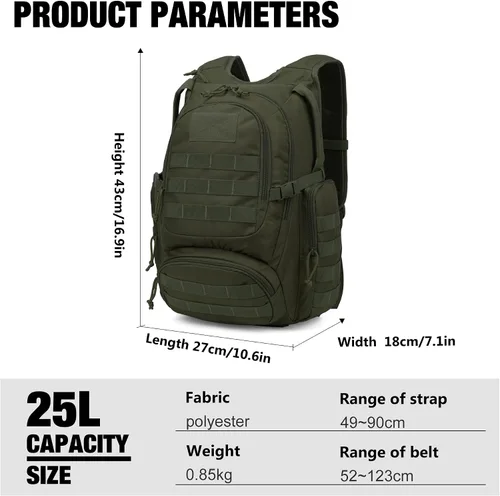 Miniatura 2 de Mardingtop - Mochilas tácticas Molle (Equipo modular de transporte de carga ligera), estilo militar, de 25 litros, para senderismo, acampar, viaje