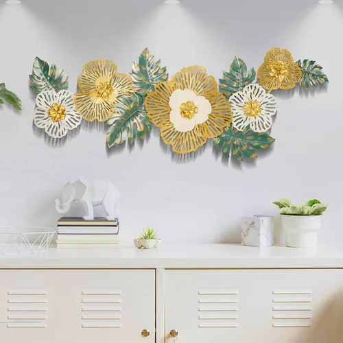 Miniatura 3 de Babyieia Decoración de pared de metal con hoja de ginkgo 3D para sala de estar, esculturas modernas de pared de metal, decoración de pared de metal