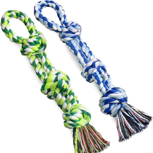 UPSKY Juguetes de cuerda para perros 2 juguetes casi indestructibles para perros de raza mediana a grande, juguete de masticación/tracción dental