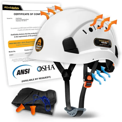 Miniatura 16 de KwikSafety - Charlotte, NC - Sombreros duros [Ala completa, estilo gorra, estilo de escalada] Tipo 1, Clase C ANSI OSHA Negro (Premium)