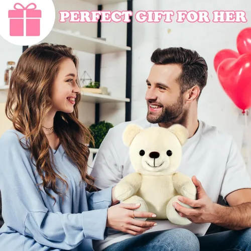 Miniatura 6 de Oso de peluche blanco suave para niños de 3 a 9 pulgadas, lavable a máquina y ojos seguros, regalo de graduación de cumpleaños preescolar para niños