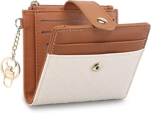 Miniatura 9 de GAEKEAO Billetera delgada para mujer, tarjetero con bloqueo RFID, billetera plegable con bolsillo para monedas con cremallera, ventana