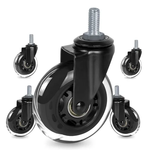 Miniatura 10 de 8T8 Ruedas giratorias para silla de oficina de 3 pulgadas de servicio pesado, juego de 5, 3/8"-16x1 (no métricas M10), ruedas giratorias de vástago
