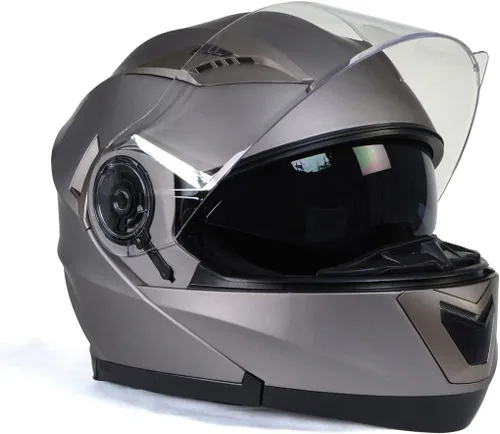 Miniatura 9 de Milwaukee Helmets MPH9808DOT - Casco modular de motocicleta avanzado de plata ionizada con visera abatible, talla S