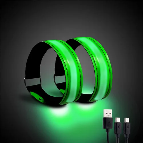 Luz de correr para corredores (paquete de 2) pulsera LED recargable reflectante para correr, banda de luz LED para corredores, ciclistas, caminantes
