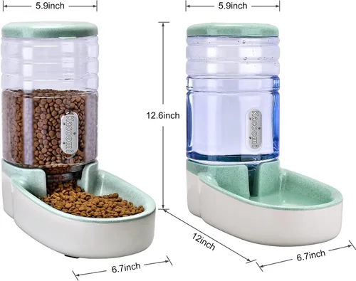 Miniatura 4 de Kacoomi Alimentador Automático para Perros y Gatos y Dispensador de Agua, Conjunto de Alimentador por Gravedad y Dispensador de Agua con Cuenco