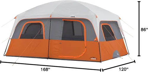 Miniatura 9 de CORE Tienda de campaña para camping familiar 10 personas/11 personas/12 personas grandes para múltiples habitaciones, tiendas de campaña