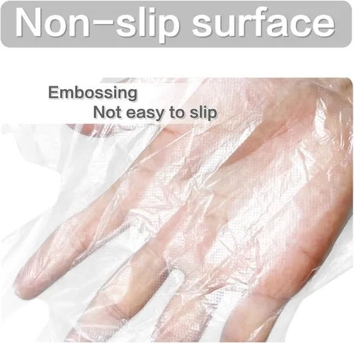 Miniatura 4 de CFGROW 100 guantes de plástico desechables, sin látex, sin polvo, guantes de mano de polietileno transparente, no estériles para limpieza, cocina