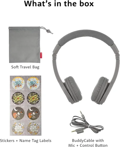 Miniatura 9 de BuddyPhones Explore Plus Auriculares con cable plegables para niños, cable incorporado para compartir audio con micrófono en línea - Limitación