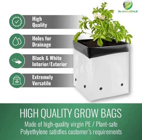 Miniatura 2 de DL Wholesale Grow 1 bolsas de cultivo de plantas para plantar, bolsa de plástico para plantas, macetas de vivero para flores, verduras, hierbas, 1/2