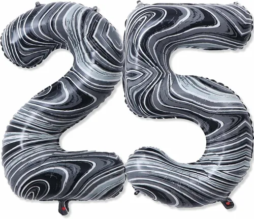 Miniatura 15 de Globos gigantes de papel de aluminio de mármol negro de 40 pulgadas, globos gigantes de helio del número 13 o 31 para decoraciones de cumpleaños