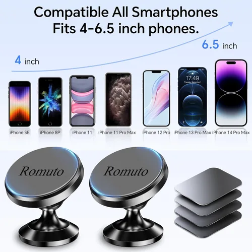 Miniatura 5 de 【Paquete de 2】 Soporte magnético para teléfono para tablero de automóvil 【Imán fuerte】Soporte magnético de teléfono para iPhone para soporte