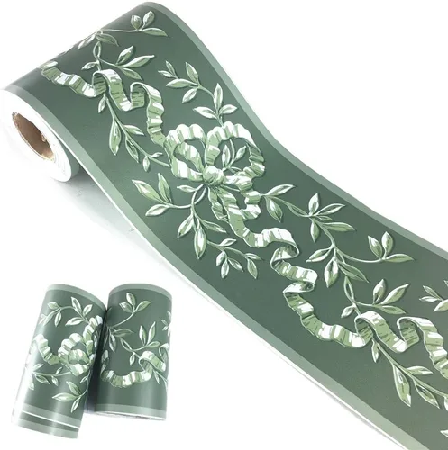 Miniatura 10 de UPREDO Papel tapiz decorativo de molduras florales, papel para despegar y pegar para baño, cocina, protector contra salpicaduras, 4 pulgadas x 32.8