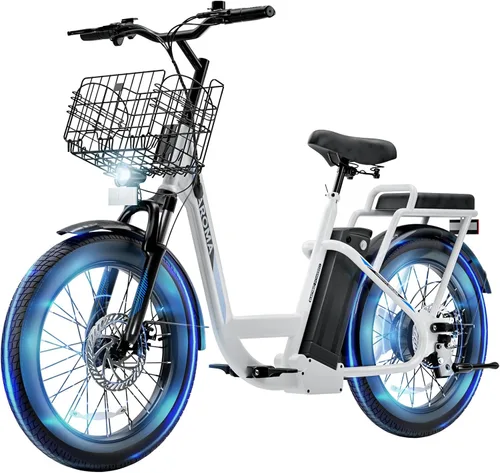 Miniatura 11 de Caroma Peak - Scooter eléctrico de 500 W/800 W/1200 W con asiento, bicicleta eléctrica de neumático grueso de 20 pulgadas con batería extraíble