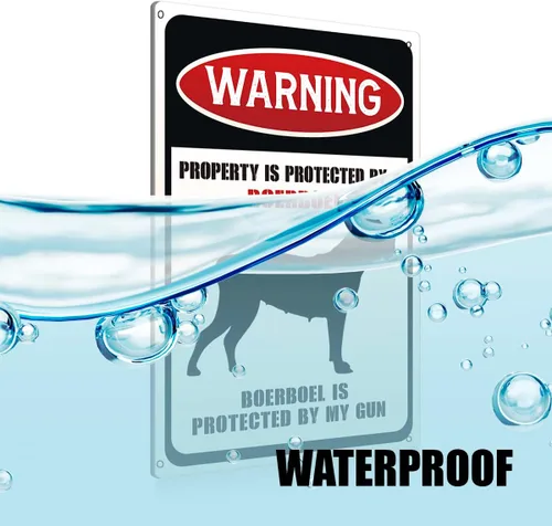 Miniatura 3 de BEASTZHENG Divertidos letreros de metal con advertencia de perro para decoración de pared, decoración de la propiedad está protegida por un Boerboel