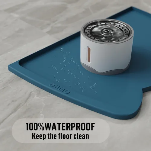 Miniatura 30 de OHMO - Tapete de silicona para alimentos para gatos, tapete de alimentación de mascotas para el piso, antideslizante e impermeable, bandeja de agua