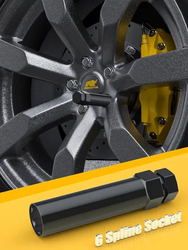 Miniatura 6 de MIKKUPPA Llave de tubo para tuercas de lengüeta de 6 espigas grandes - Reemplazo para tuercas de rueda aftermarket de 6 puntas para camiones y SUV