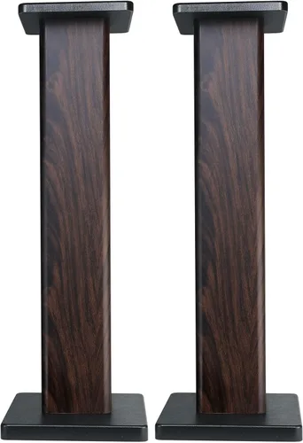 Miniatura 3 de Rockville Par de soportes para altavoces de estantería RHT28D de 28 pulgadas, grano de madera oscura, capacidad de 60 libras, diseño rellenable