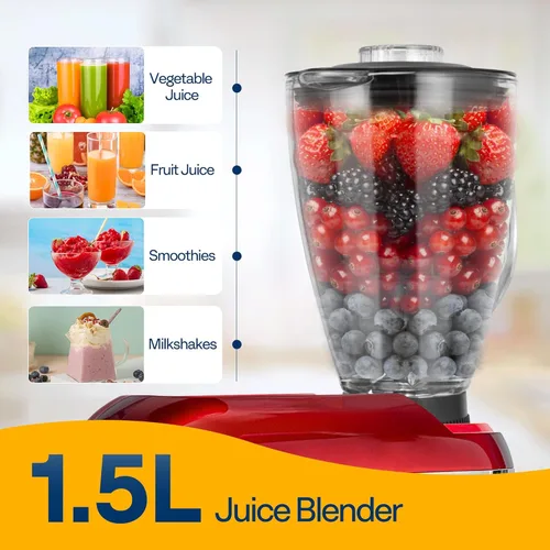 Miniatura 4 de VIVOHOME - Batidora de mesa 3 en 1, mezclador eléctrico de cocina con cabezal inclinable de 6 cuartos de galón con tazón, mezclador de alimentos Rojo