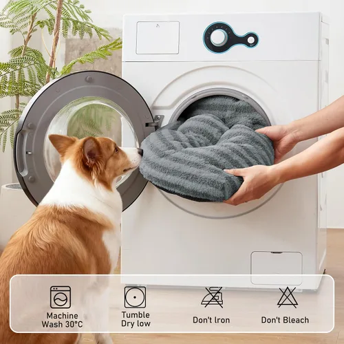 Miniatura 5 de FURTIME Cama Lavable para Perros de Tamaño Grande, Camas de Jaula para Perros de Lujo, Almohada Cómoda y Esponjosa para Perros, Alfombrilla Gris