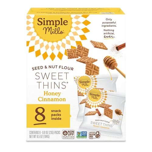 Simple Mills Paquetes de bocadillos de miel, semillas de canela y harina de nueces, dulces finas, aptas para paleo y deliciosas, buenas para