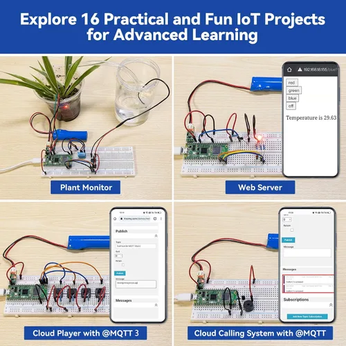 Miniatura 7 de SunFounder Raspberry Pi Pico 2 W Kit de Inicio Definitivo con Más de 110 Cursos en Video y Tutoriales en Línea, 96 Proyectos (16 Proyectos de IoT)