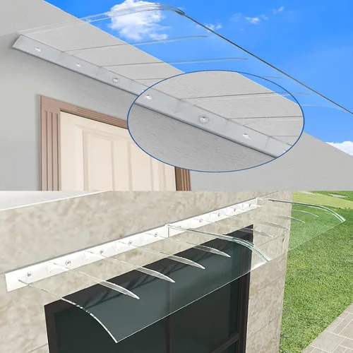 Miniatura 8 de Toldo invisible transparente para puerta delantera, refugio de protección contra la lluvia y la nieve, toldo curvado para ventana, toldo de patio