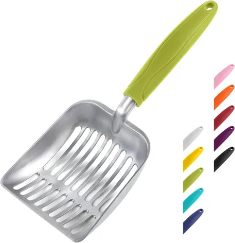 Miniatura 29 de WePet Cuchara de arena para gatos, tamiz de aleación de aluminio, pala de metal profunda, mango largo, tamizado de excrementos, levantador de heces