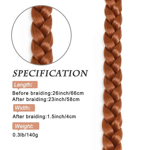 Miniatura 3 de Extensiones de cola de caballo trenzada de 20 pulgadas de largo para mujer, extensiones de cabello lacio envolvente con banda para el cabello, cola