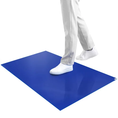 SATECH Alfombrilla adhesiva/pegajosa/adhesiva de 18 x 36 pulgadas azul (caja de 4 alfombrillas, 30 hojas cada una) para salas blancas, laboratorios,