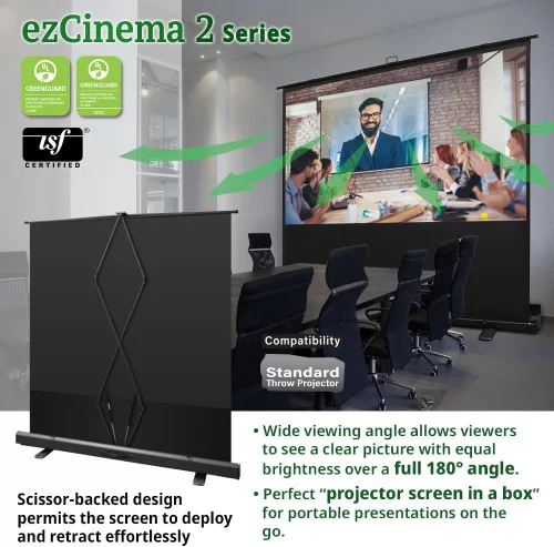 Miniatura 3 de Elite Screens ezCinema 2 pantalla de proyección, 84 pulgadas 16:9, manual de piso con extracción de tijera, portátil para oficina en casa, aula