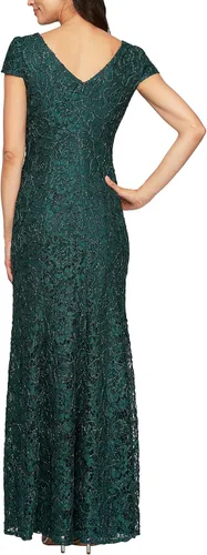 Miniatura 2 de Alex Evenings Vestido largo de manga casquillo de encaje con roseta para mujer