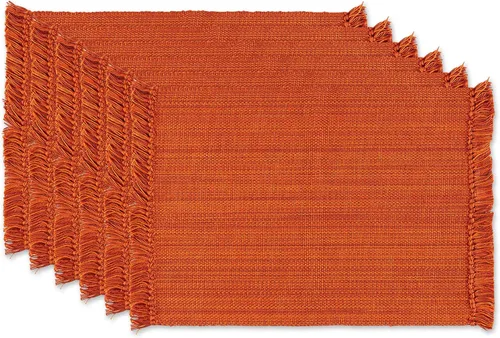 Miniatura 24 de DII - Colección de mesa jaspeado, juego de manteles individuales, 3x19 pulgadas, albaricoque, 6 piezas