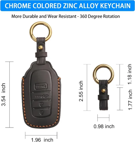 Miniatura 5 de QBUC Funda de Cuero Genuino para Llavero de Toyota Tacoma, Compatible con Toyota Tundra Prius Venza Corolla Crown Sequoia Grand Highlander RAV4