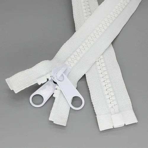 Miniatura 10 de Leekayer 2 cremalleras resistentes #10 de 48 pulgadas para coser y separar cremalleras de plástico grandes, cinta negra con doble lengüeta Negro