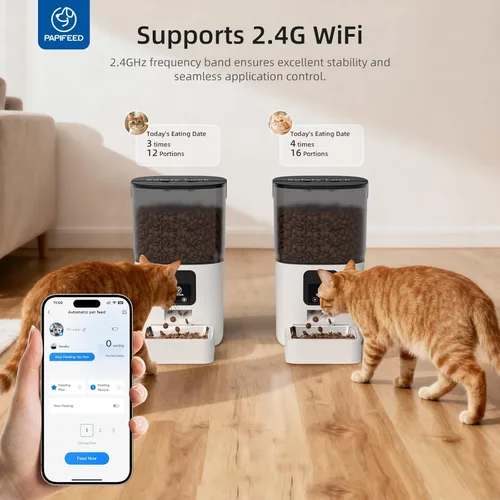 Miniatura 5 de PAPIFEED Comederos Automáticos Inteligentes para Gatos Comedero para Mascotas: Comedero WiFi para Mascotas con Control de APP para Alimentación