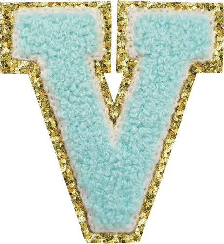 Miniatura 31 de SPRT - Parches de letras de chenilla universitaria con purpurina, parche de letras blancas para planchar con letras del alfabeto para disfraz