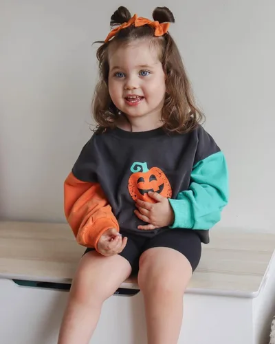 Miniatura 96 de Ropa de Halloween para bebé niña, sudadera con estampado de calabaza, mameluco de burbujas, lindo traje de Acción de Gracias de otoño