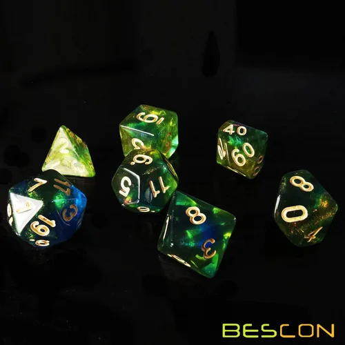 Miniatura 3 de Bescon - Juego de 7 dados poliédricos de piedra lunar