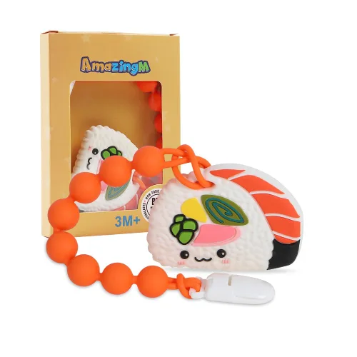 Miniatura 17 de Juguete mordedor de silicona de grado alimenticio para bebés con soporte para chupete, juguetes de dentición, juego de regalo para niños y niñas a
